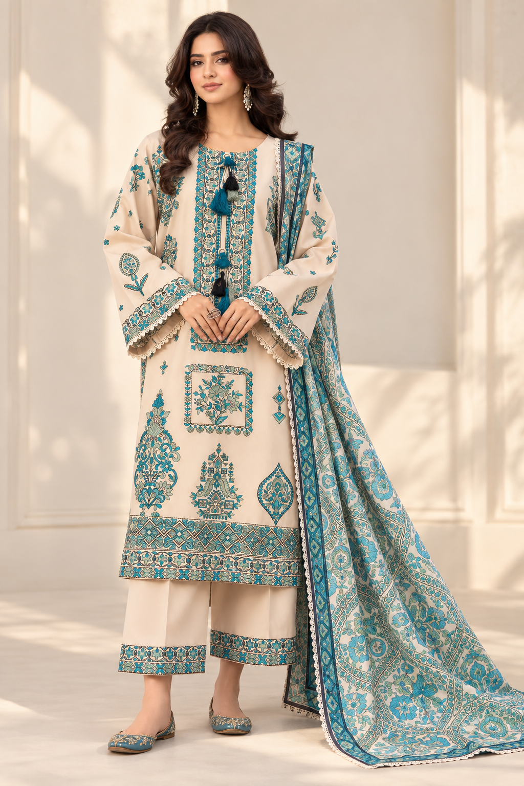Teal Bloom Elegance 3 Piece Suit