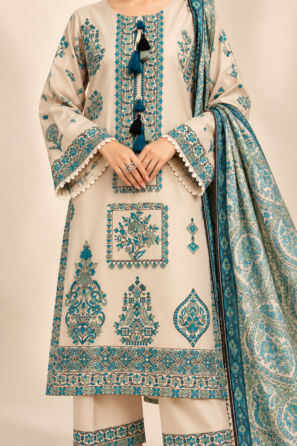 Teal Bloom Elegance 3 Piece Suit