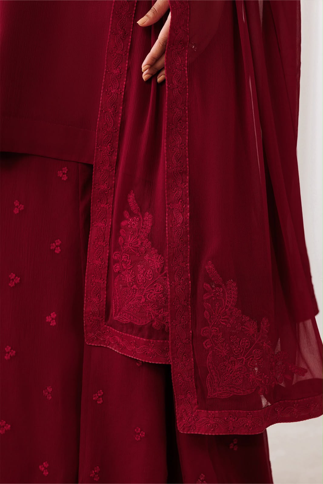 Maroon Royale Embroidered 3 Piece Ensemble