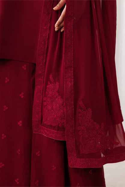 Maroon Royale Embroidered 3 Piece Ensemble