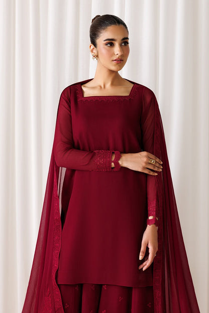 Maroon Royale Embroidered 3 Piece Ensemble