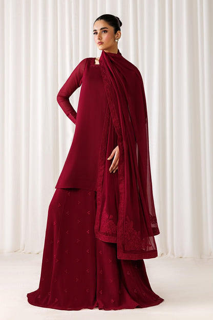 Maroon Royale Embroidered 3 Piece Ensemble